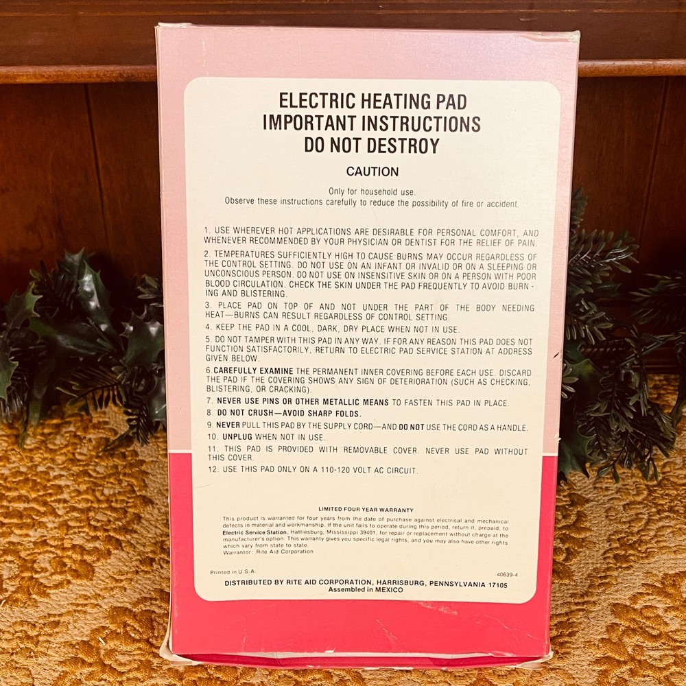 Vintage Rite Aid Deluxe Automatic Heating Pad