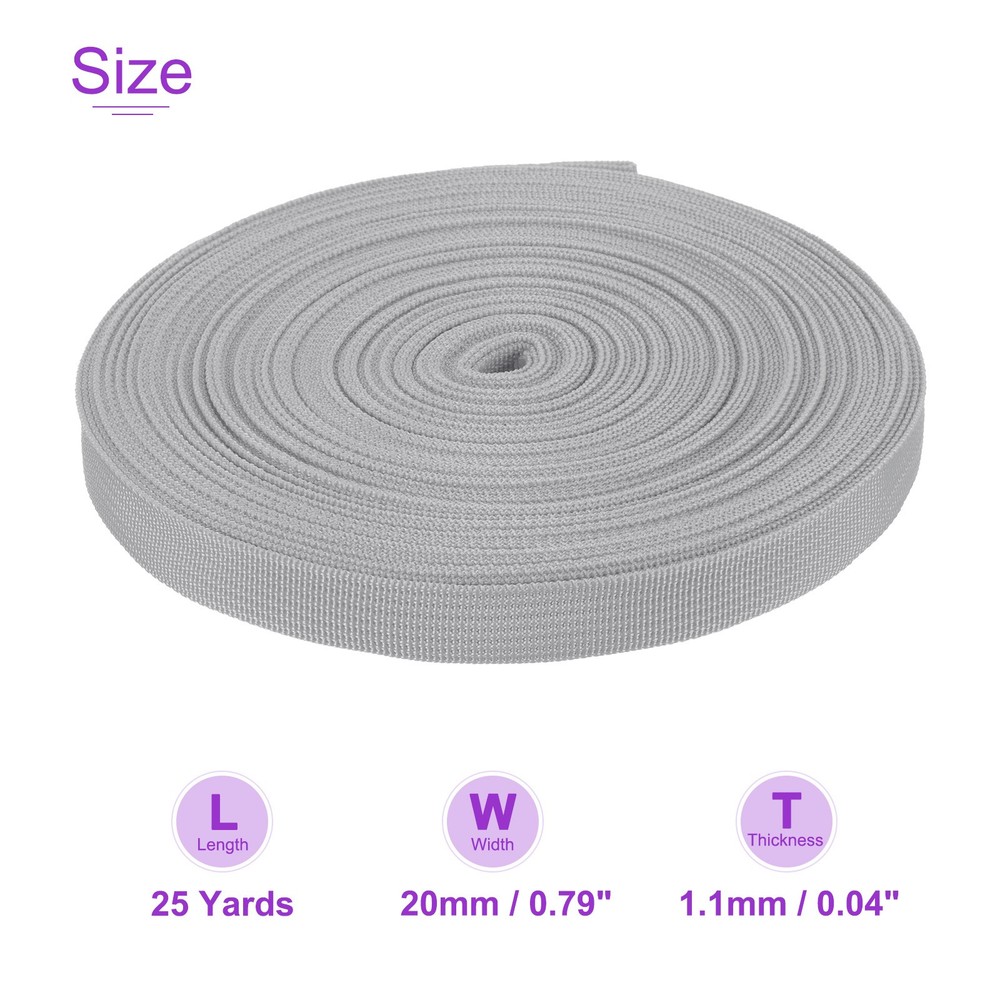 25Yard x 3/4" Width Nylon Webbing Strap Poly Flat Webbing Strapping Light Grey