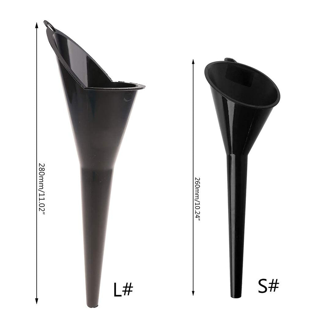 1Pc Black Multi-Function Auto Engine Oil Petrol Change Funnel Long Stem Plastic