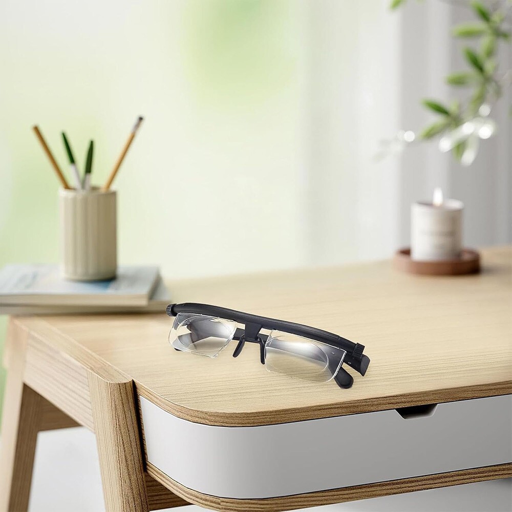 Dial Adjustable Glasses Variable Focus For Reading Distance Vision Eyeglasses US