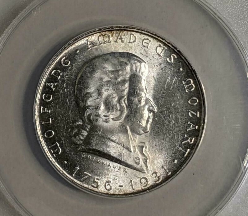 1931 Austria Silver Mozart 2S ANACS MS64