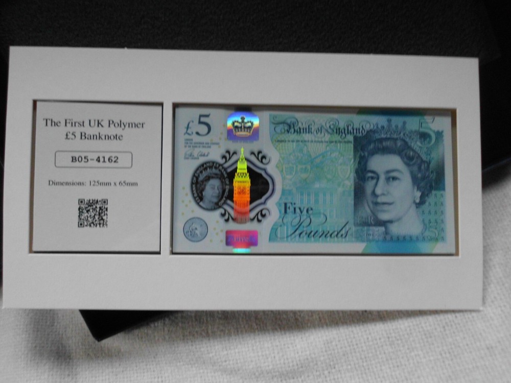 FIRST UK POLYMER £5 NOTE DATE STAMP ISSUED EDITION 2016 in DISPLAY BOX AA57 No.