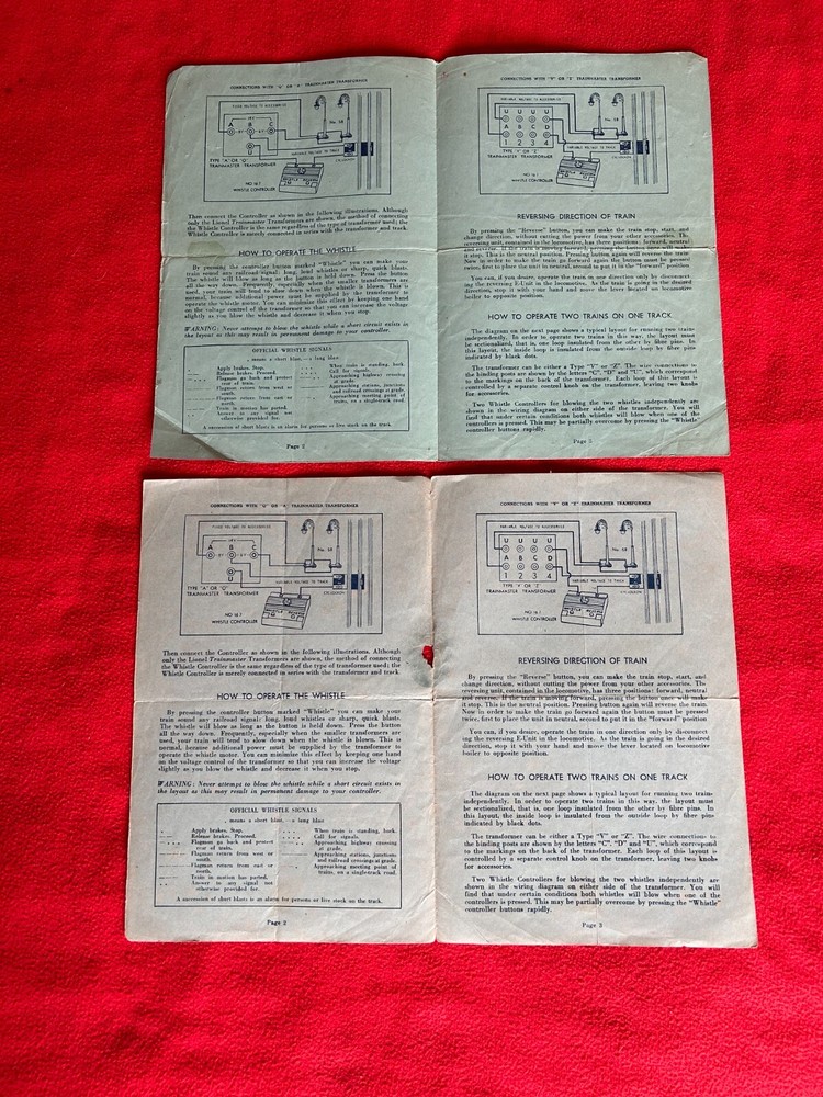 C6 LIONEL POSTWAR #167C WHISTLE CONTROLLER OPERATING INSTRUCTIONS 1947