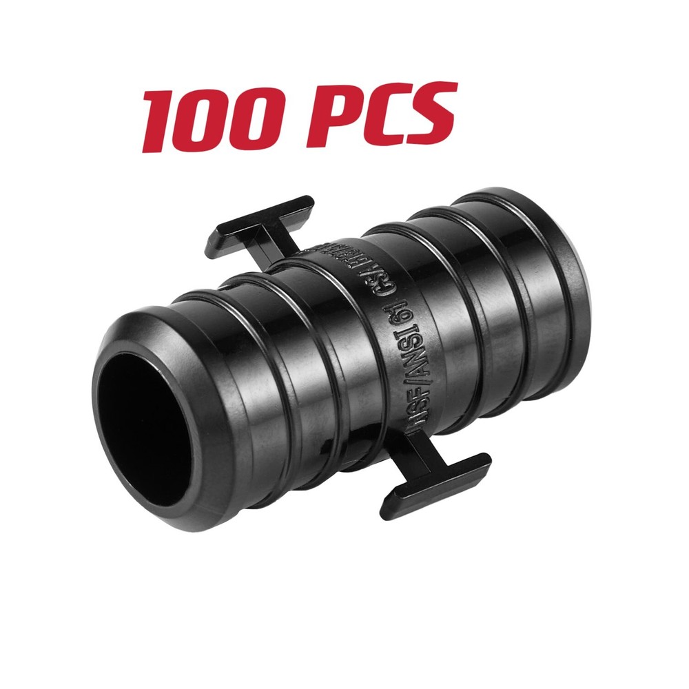 100 PCS Poly Crimp Pex Fitting 1/2" X 1/2"  Straight Coupling With Position Tab