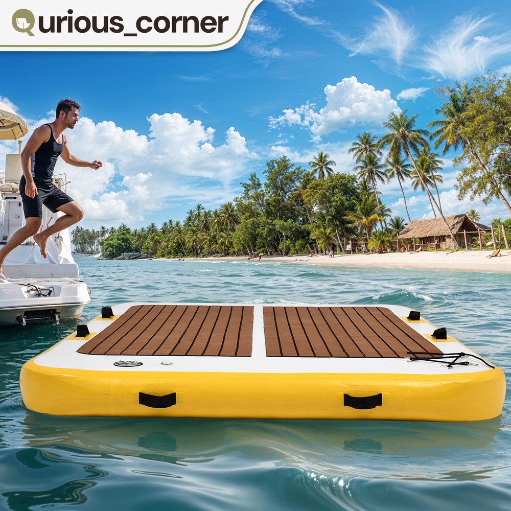 Lightweight Inflatable Floating Dock Platform 10x10 ft Anti Slip PVC with D-Ring