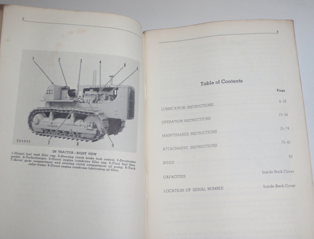 Caterpillar Book D8 Tractor Operation and Maintenance Instructions