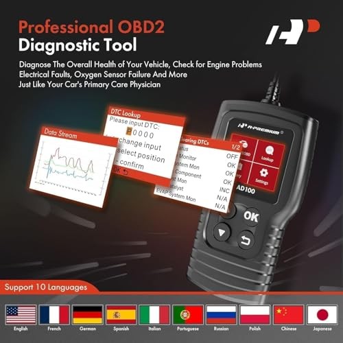 AD100 Universal OBD2 Scanner Diagnostic Tool, Car Code Basic Scan Tool AD100
