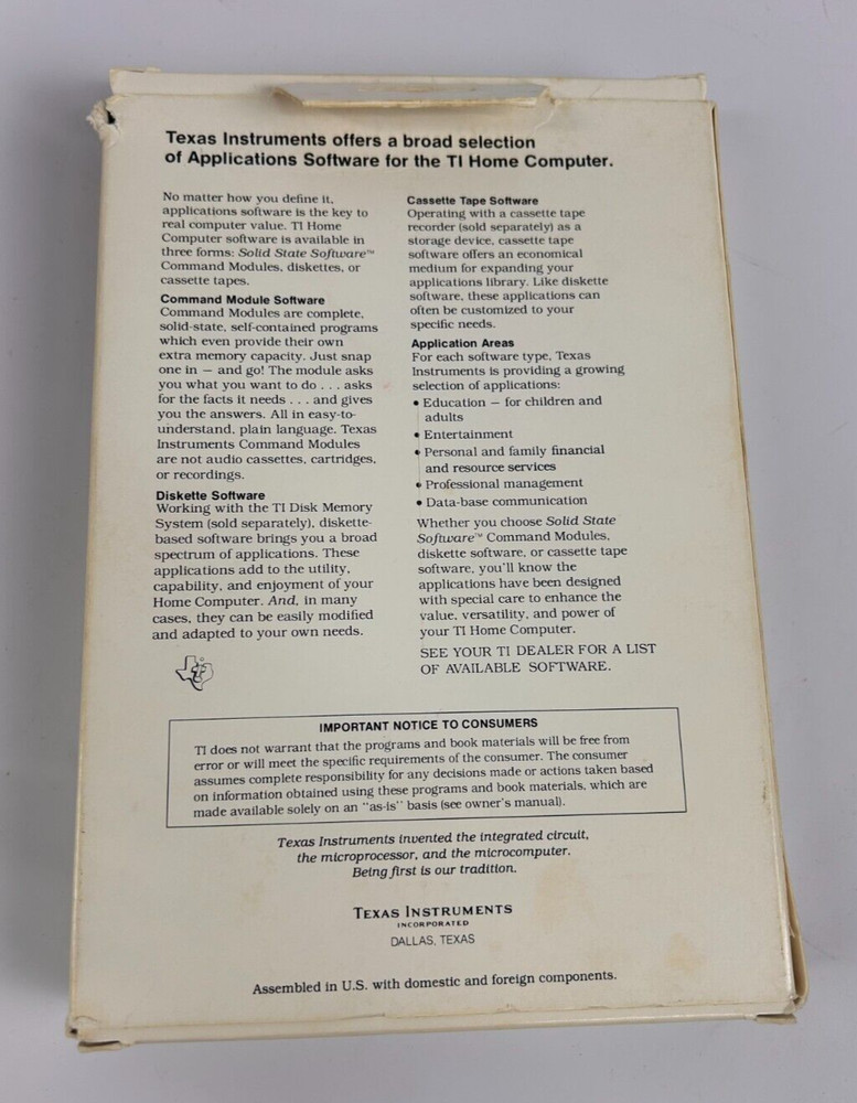 Computer Applications Software - MUNCH MAN - Texas Instruments TI-99/4a