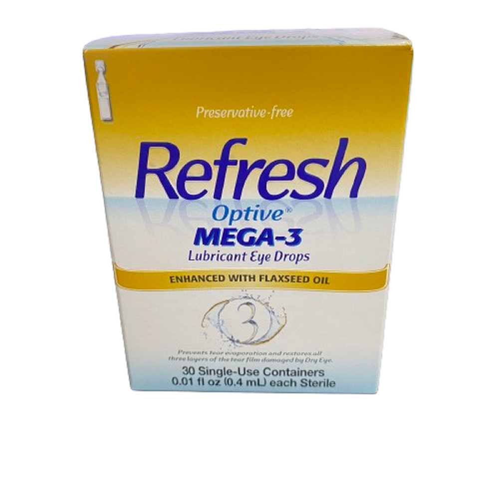 Refresh Optive Mega-3 Lubricant Eye Drops – 30 Single-Use Vials (2 Pack)