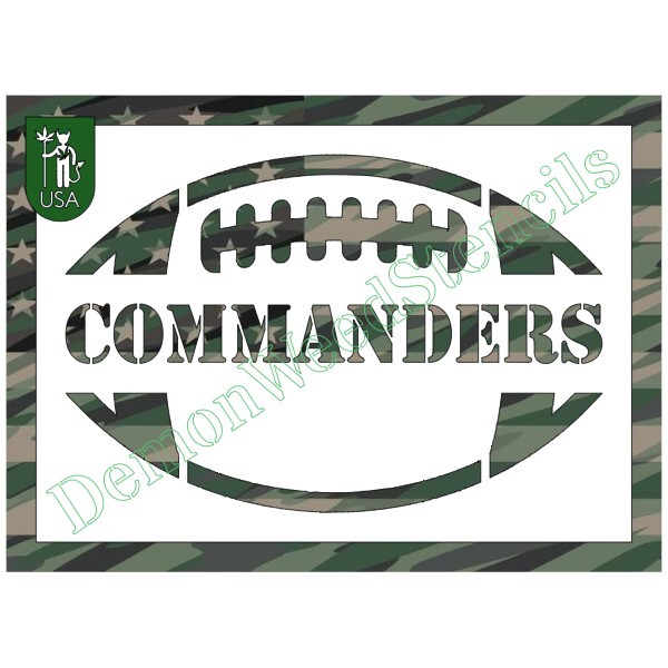 7"x10" Clear Plastic Stencil - Commanders Football (SCA142) (.007")*****
