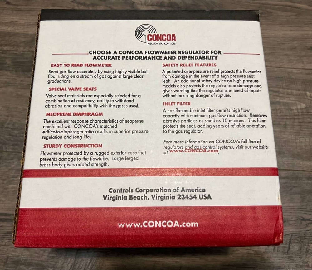 Concoa flowmeter regulator. Concoa Flowmeter Regulator for Argon/Helium