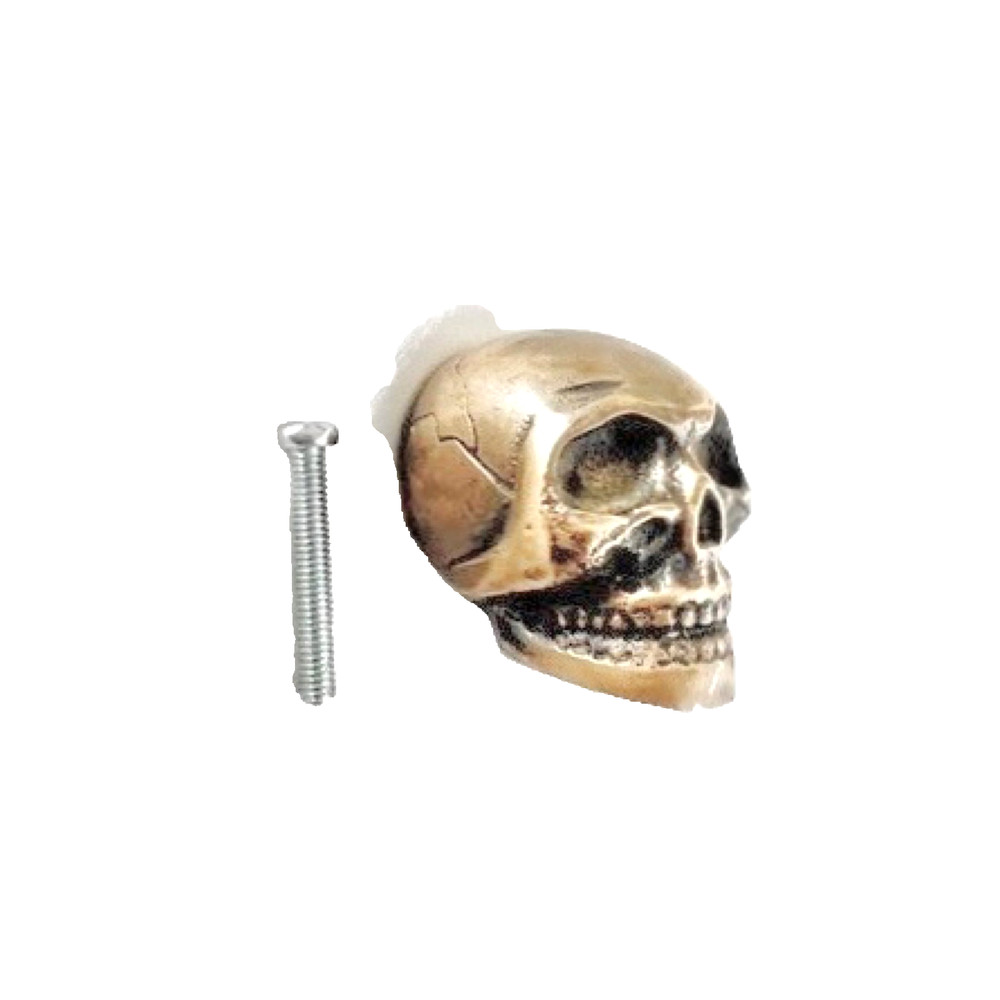 2 medium Skull hardware cabinet Drawer 1.1/2" Gothic Finger Pull Solid Brass