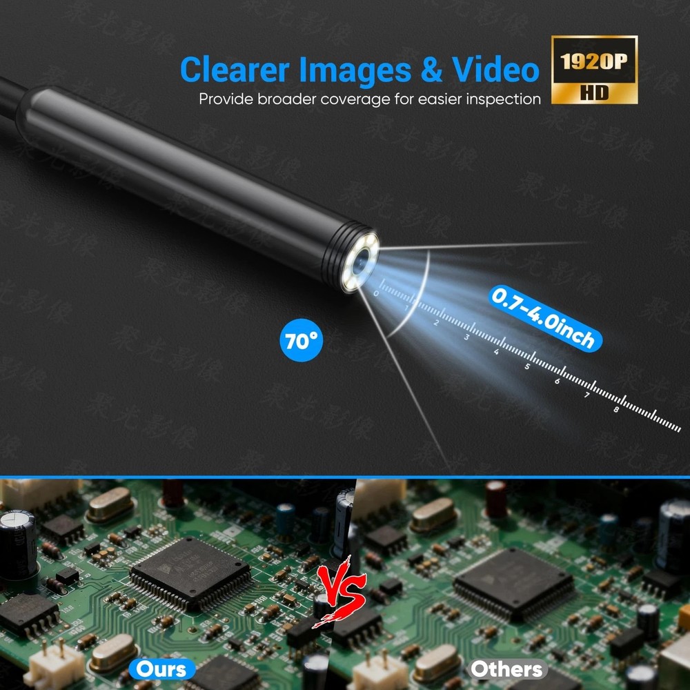 Endoscope Camera with Light,1920P HD Borescope with 8 Adjustable LED Lights, ...