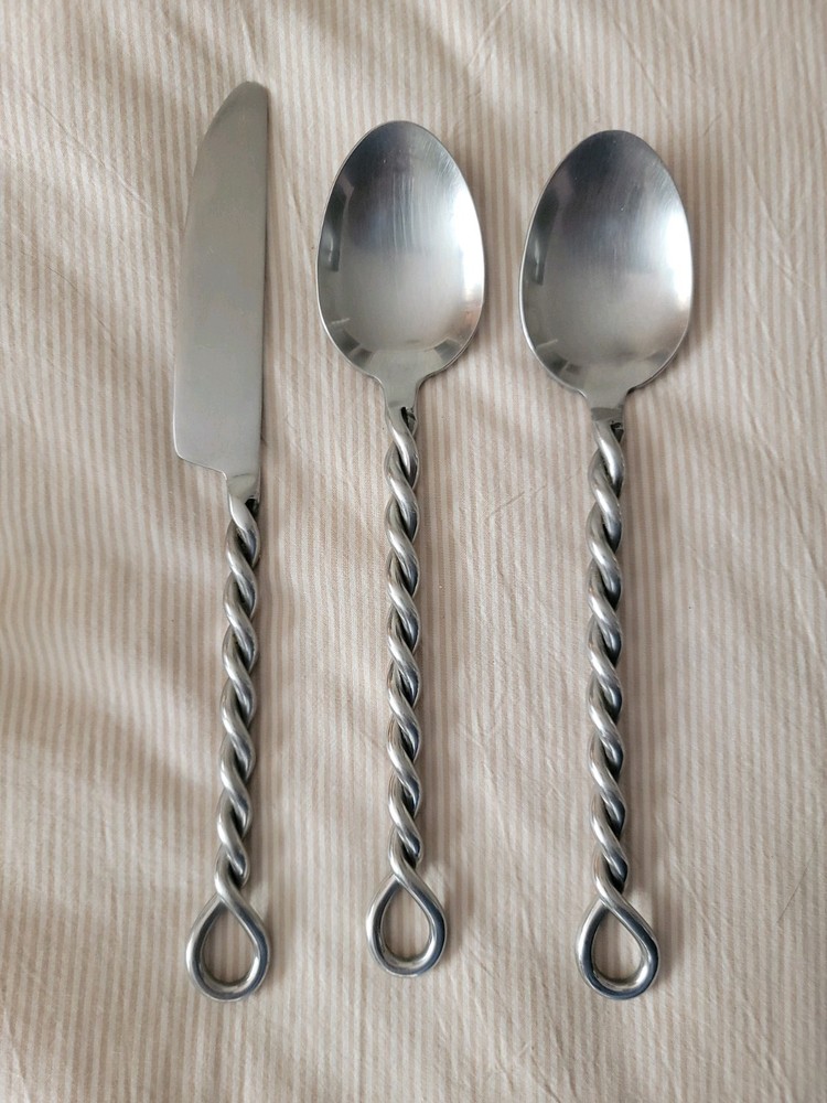 Silver Braid  Stainless Steel 3-Pc Flatware Set.