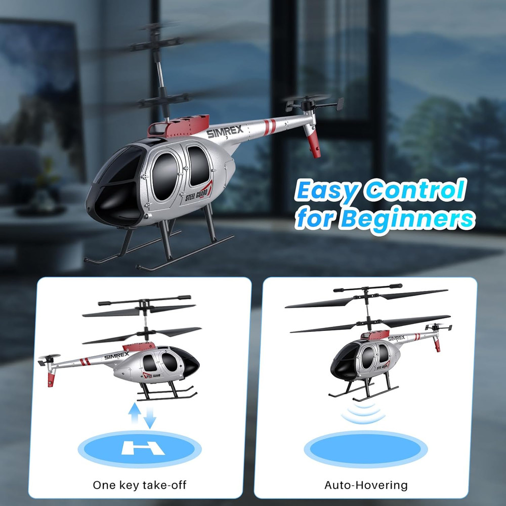 【Easy to Control】: SIMREX Remote Control Helicopter features One Key Take-Off/La
