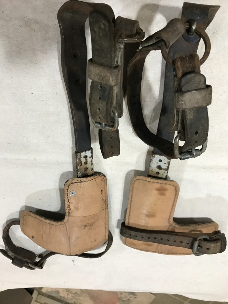vintage pole tree climbing gaffs sold as is