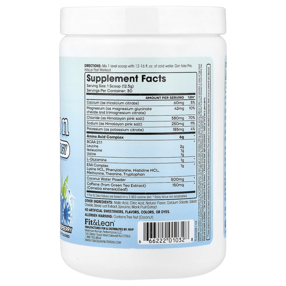 Amino Hydration + Energy, Blue Raspberry, 13 oz (369 g)