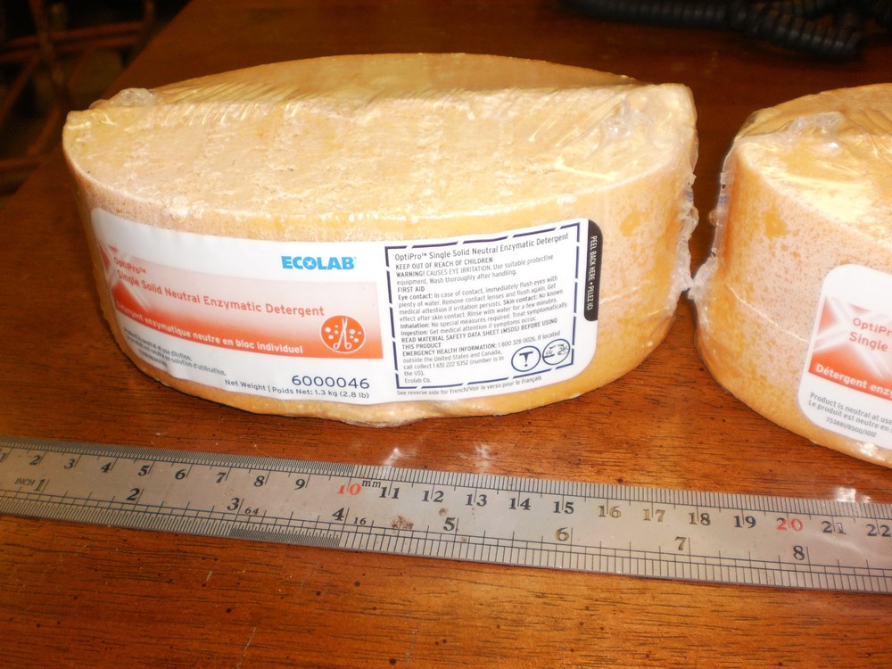 ECOLAB *2* Single Solid Neutral Enzymatic Detergent blocks 2.8 lb each New