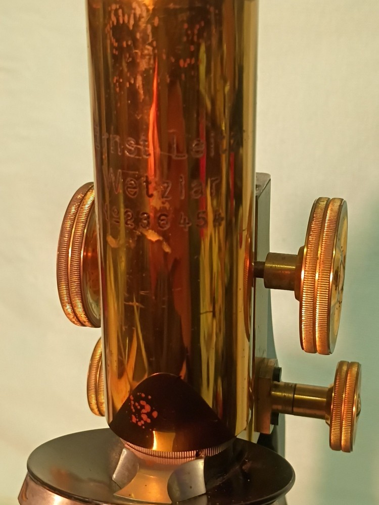 Vtg 1925 Ernst Leitz Wetzlar Microscope both Binocular & Single & Case & Optics