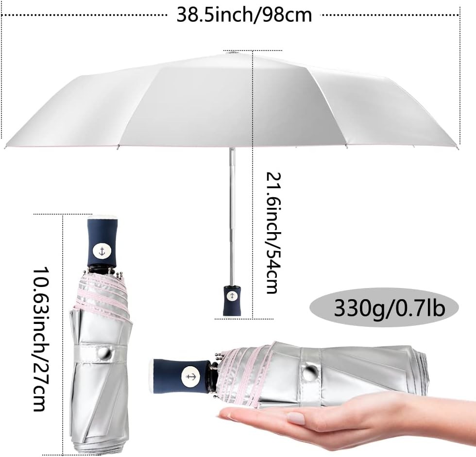 FDJASGY Silver Coating Layer Fabric Blocking UV 99.9% Sun Umbrella Pink