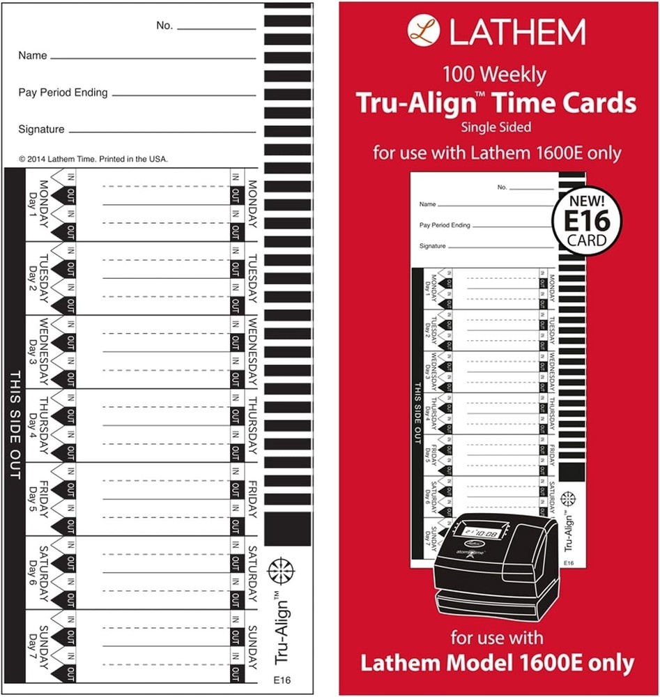 Weekly Time Clock Cards for 1600E
