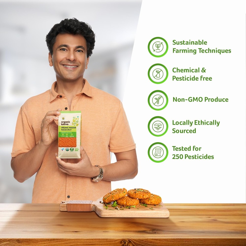 Organic Tattva Masoor Malka Split, 500g | Select Pack
