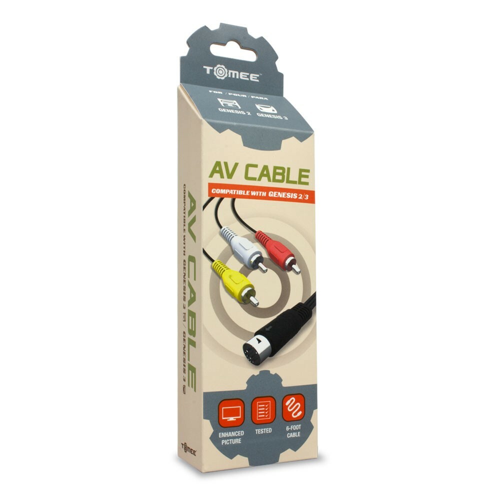 *NEW* Sega Genesis Model 2 Console System AV + AC Cable Power Cord RCA Bundle