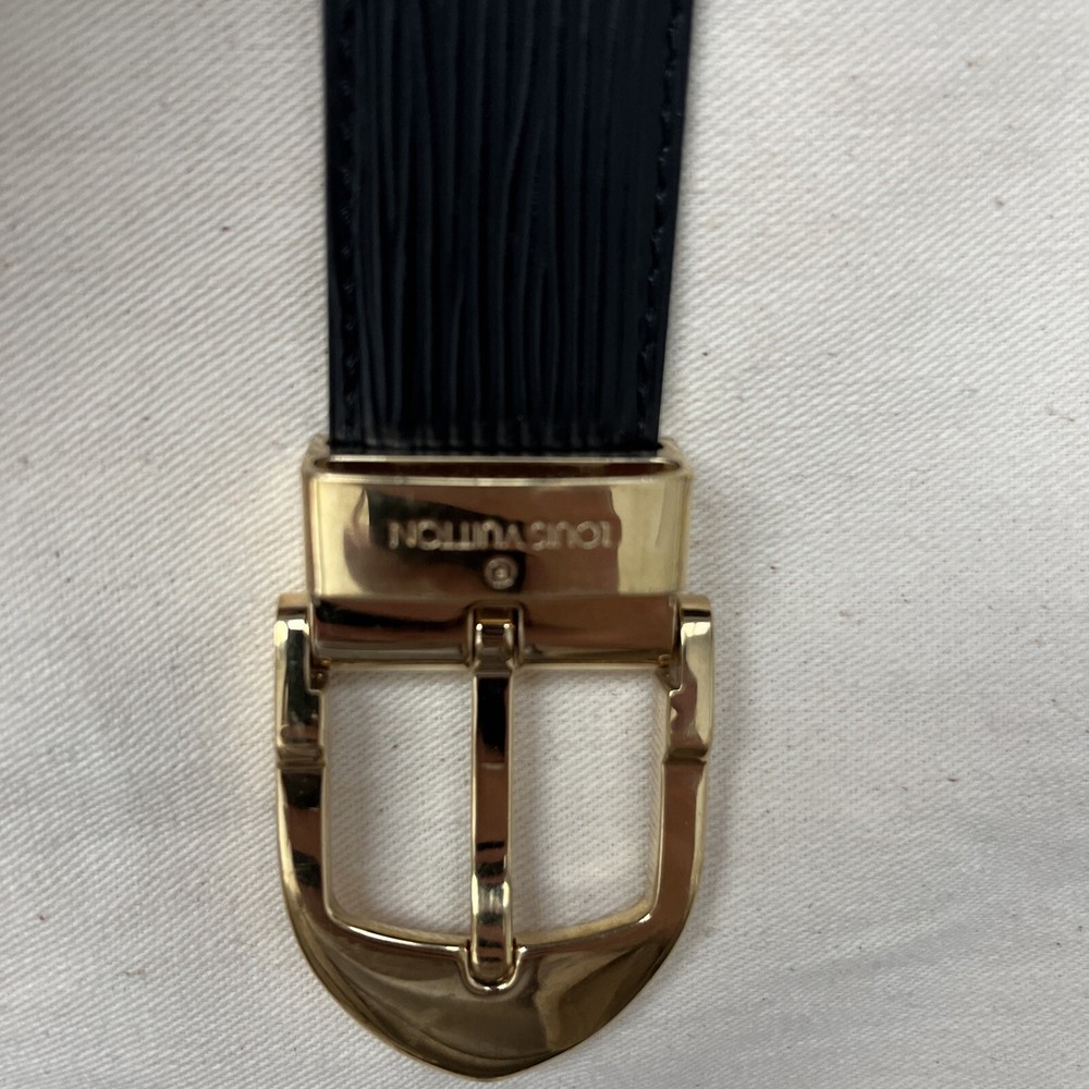AUTH LOUIS VUITTON ADJUSTABLE EPI LEATHER BELT PREOWNED BOX BLACK