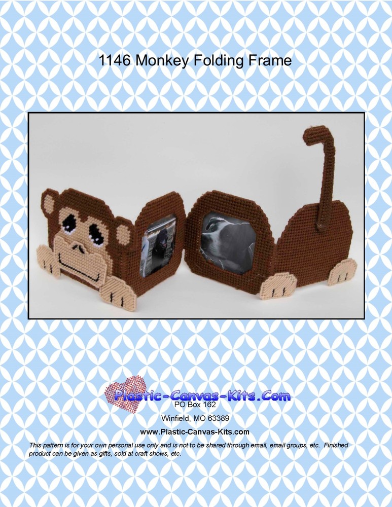 Monkey  Folding Frame-Plastic Canvas Pattern or Kit