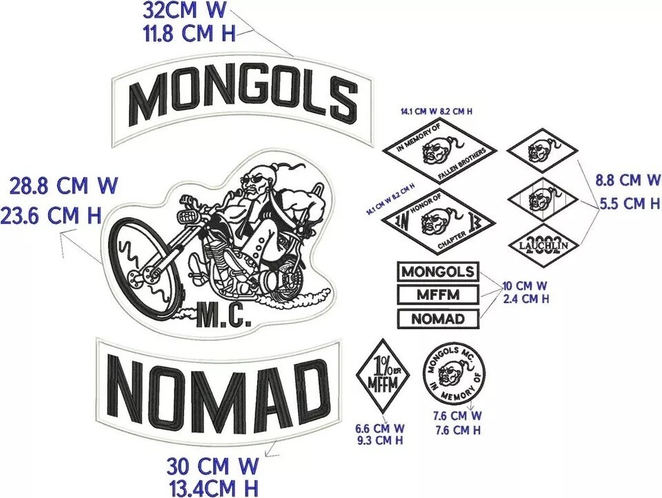 13pcs/ Set Mongols Nomad Biker Embroidered Patch Set 1% IN Memory
