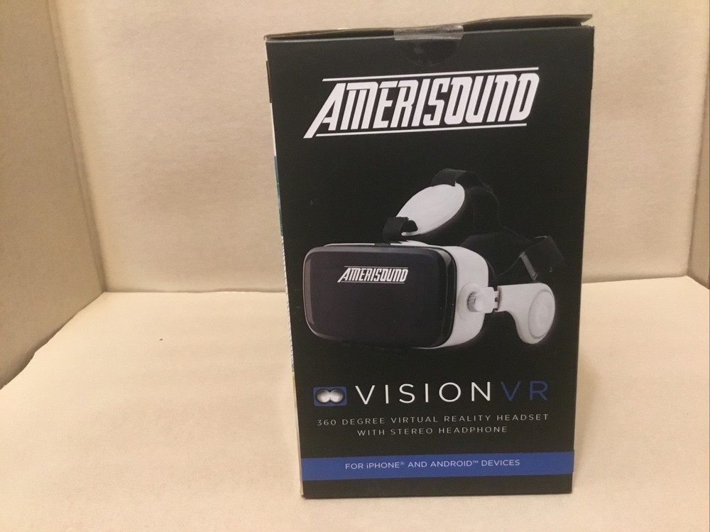 NEW Amerisound Vision VR Virtual Reality Headset Stereo Headphone IPhone Android