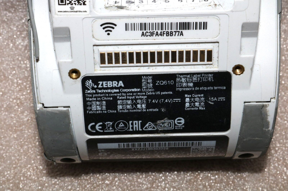 Zebra ZQ610 Portable Barcode Thermal Printer Wireless Bluetooth USB, Pre-Owned .