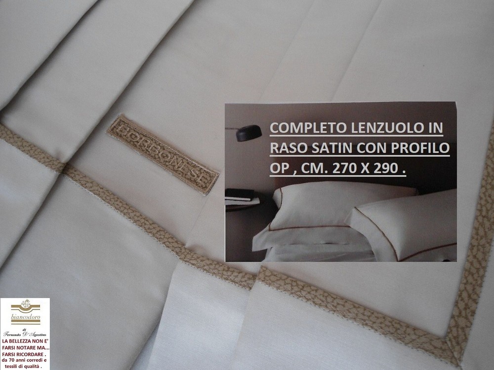 COMPLETE BORBONESE SATIN 100% COTTON SHEETS WITH OP PROFILE DOUBLE