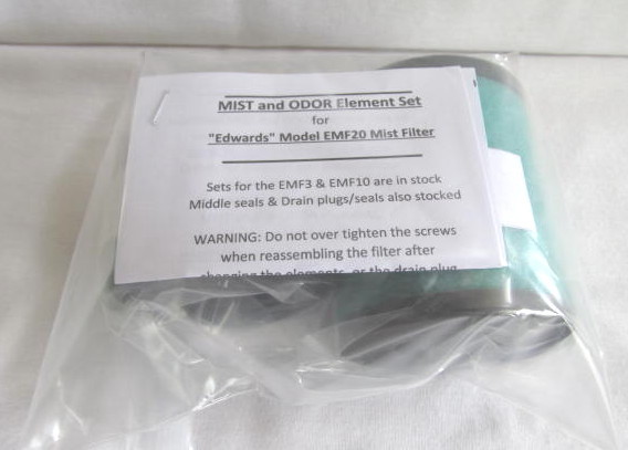 A22304199 & A22304077 Mist & Odor element set for Edwards EMF20 mist filter