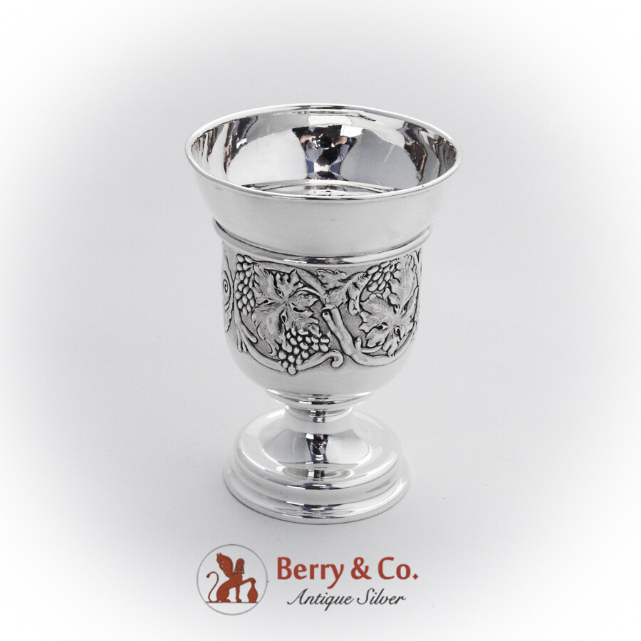 Repousse Grape Vine Footed Beaker International Sterling Silver 1940