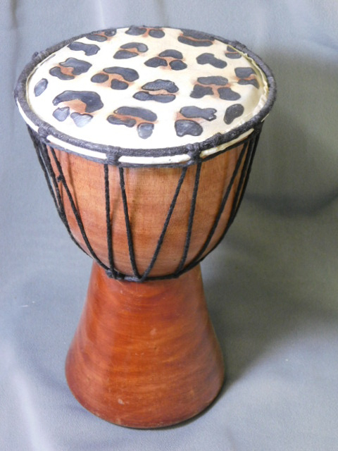 wood Djembe Bongo Drum ~ 9 1/2" tall