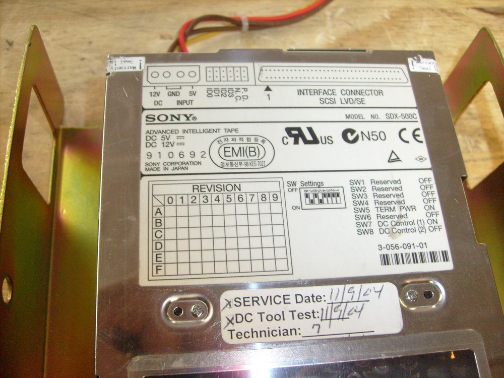 Sony SDX-500C Advanced Intelligent Tape Drive, SCSI Interface + Mounting