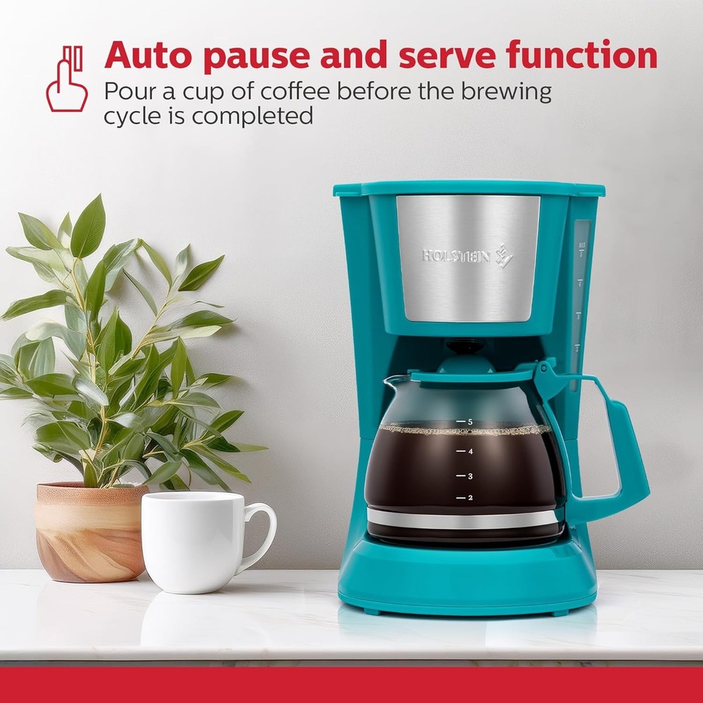 5Cup Drip Coffee Maker–Compact and User-Friendly with Auto Pause&Serve, Reusable