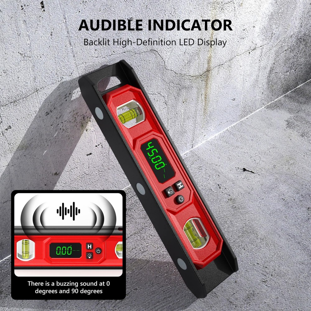 Digital Level 9Inch, Torpedo Level and Protractor with Bright LED Display, Ma...