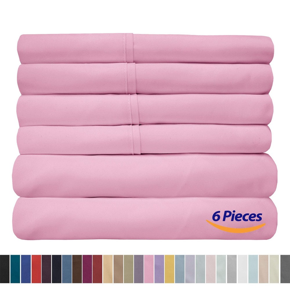 Queen Sheets Pink - 6 Piece 1500 Supreme Collection Fine Brushed Microfiber D...