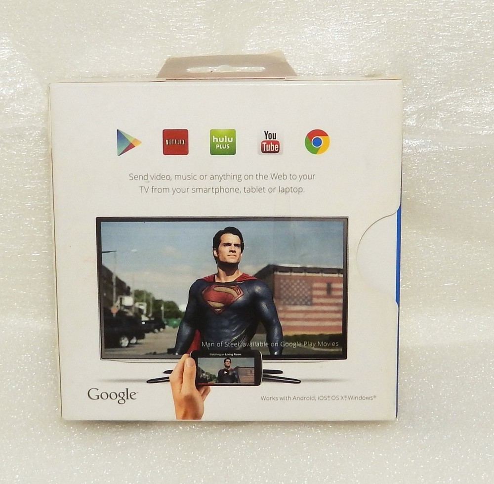 Google Chromecast Streaming Media Player - H2G2-42 (Black) - TESTED