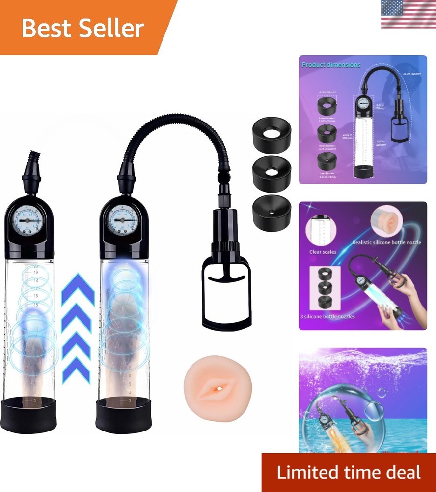 Erectile Dysfunction Vacuum Pump with Dial & 3 Silicone Rings for Optimal Fit