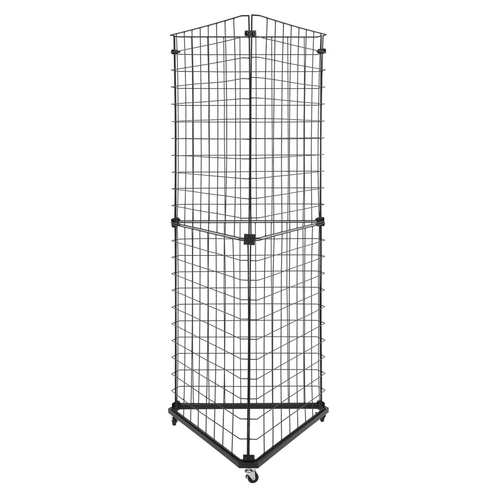 Triangle Wire Grid Display Stand with Casters - Stable Corner RackUS