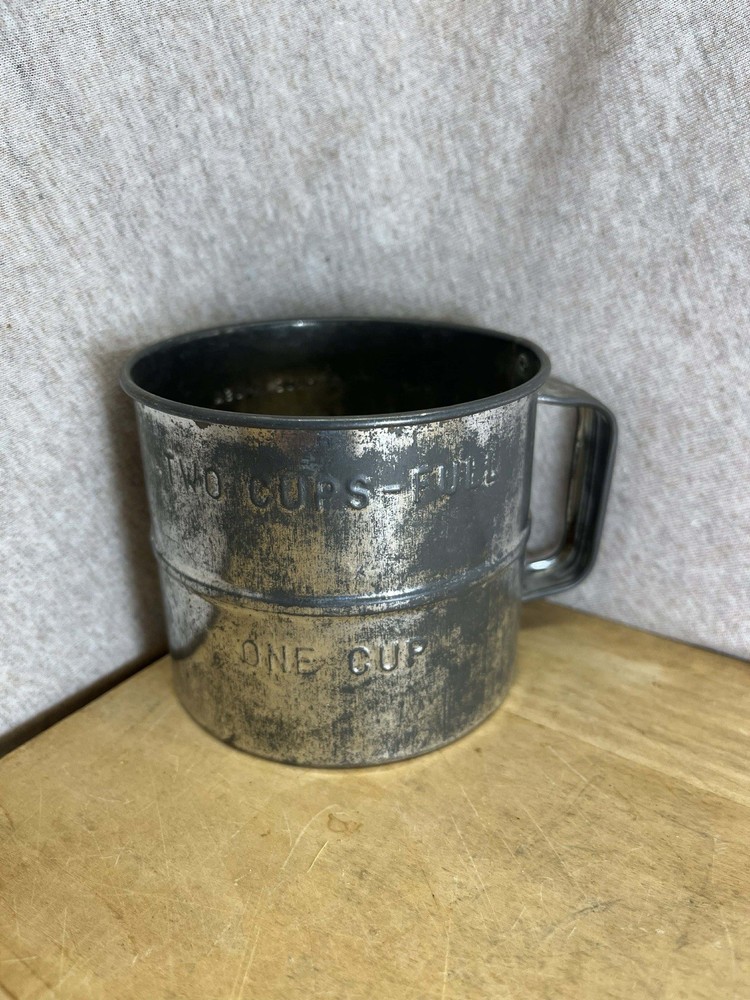 Vintage Two Cup Metal Hand Sifter