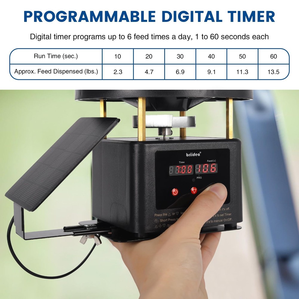 briidea Deer Feeder Timer with Integrated Solar Panel, Digital Automatic Deer...