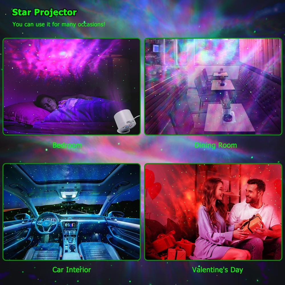 HERHOTER Galaxy Projector,Star Projector with Timer and Remote 3in, White