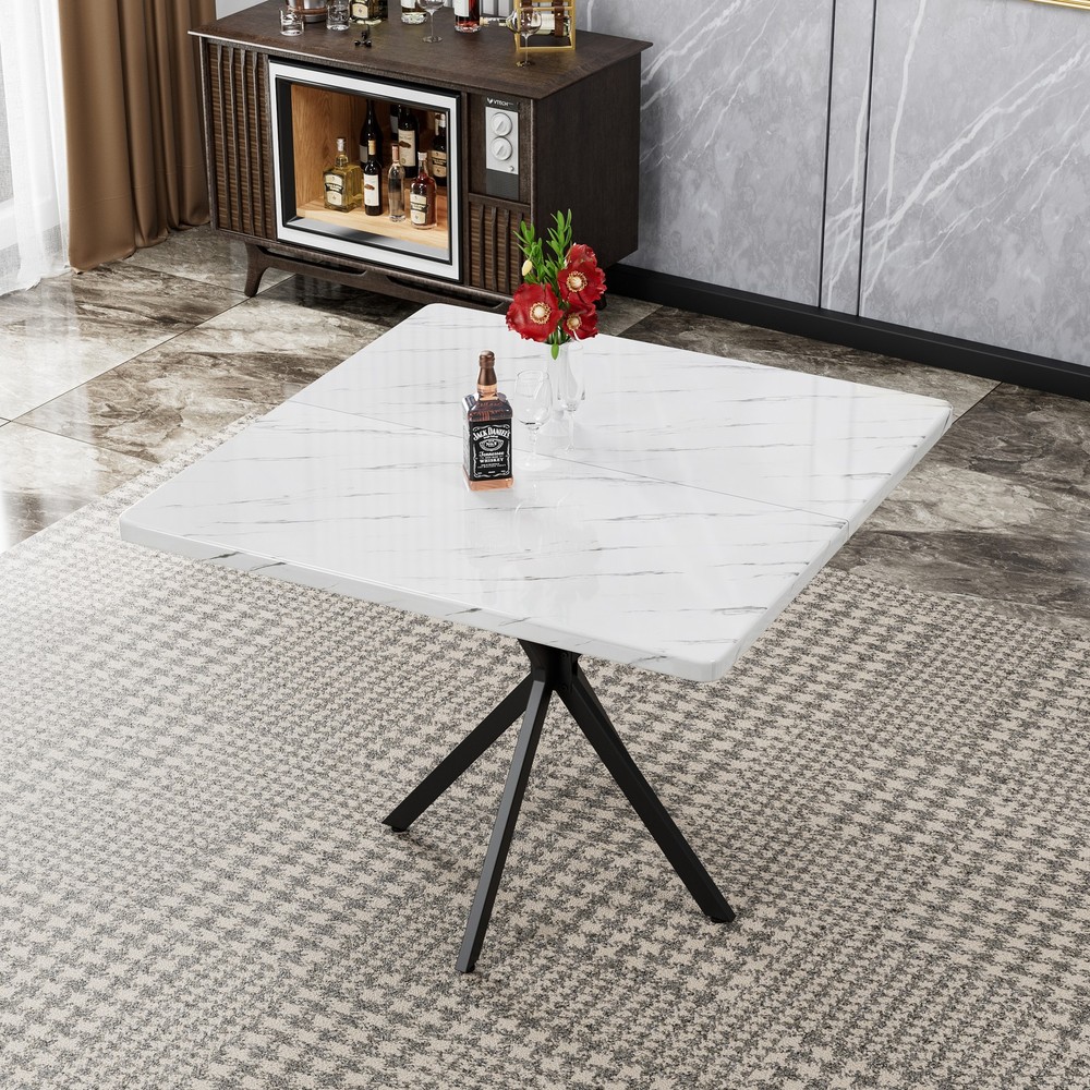 Square Dining Table, Mid Century Modern Square Dining Table for 4-6 Person, Co