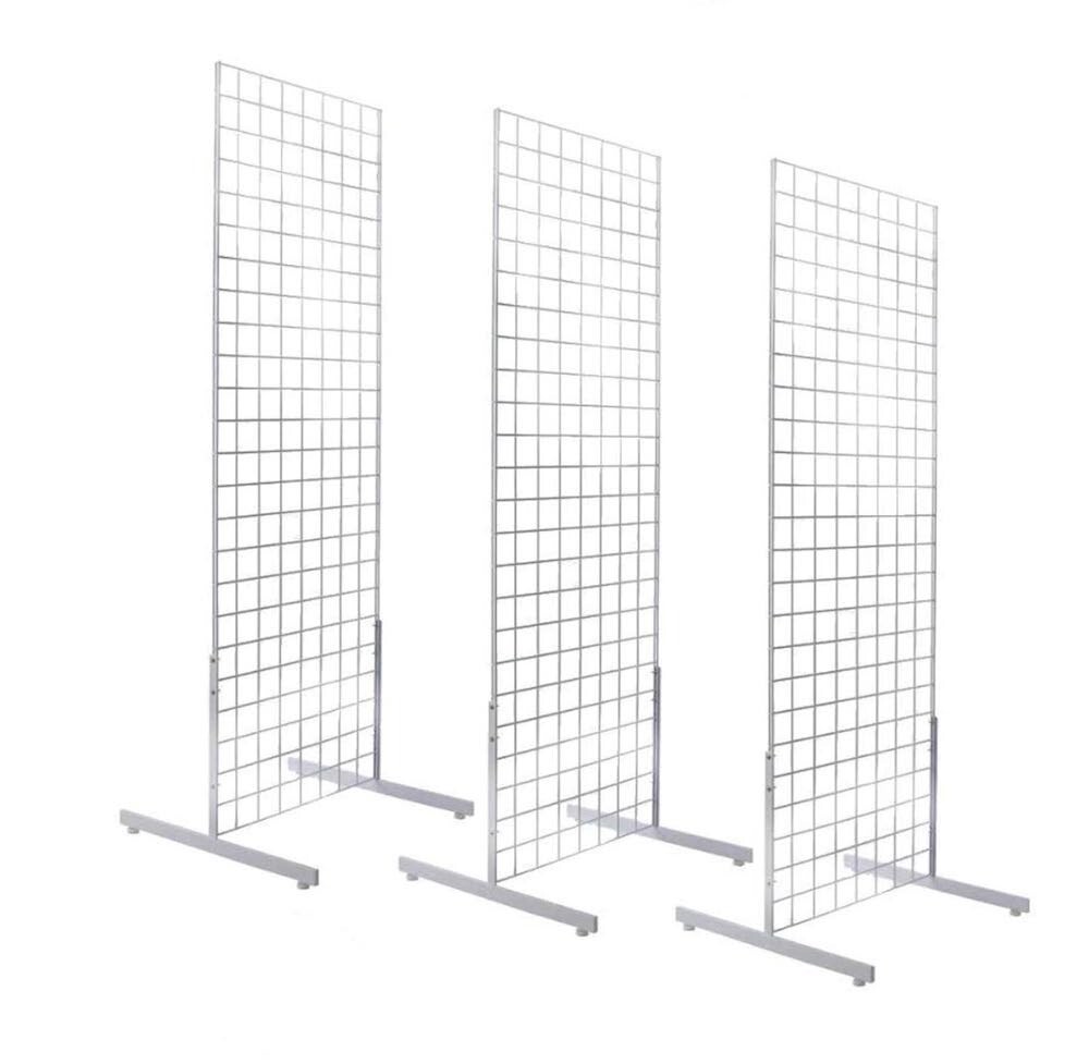 WHITE 2' x 6' Gridwall Panel Tower with T-Legs Floorstanding Display Kit 3 Pack