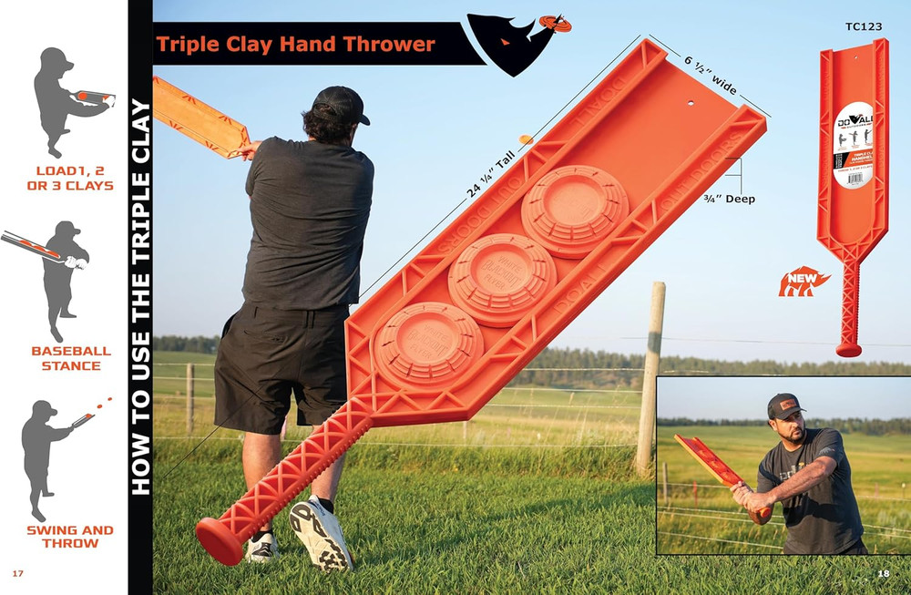 Triple Clay Handheld Clay Pigeon Thrower
