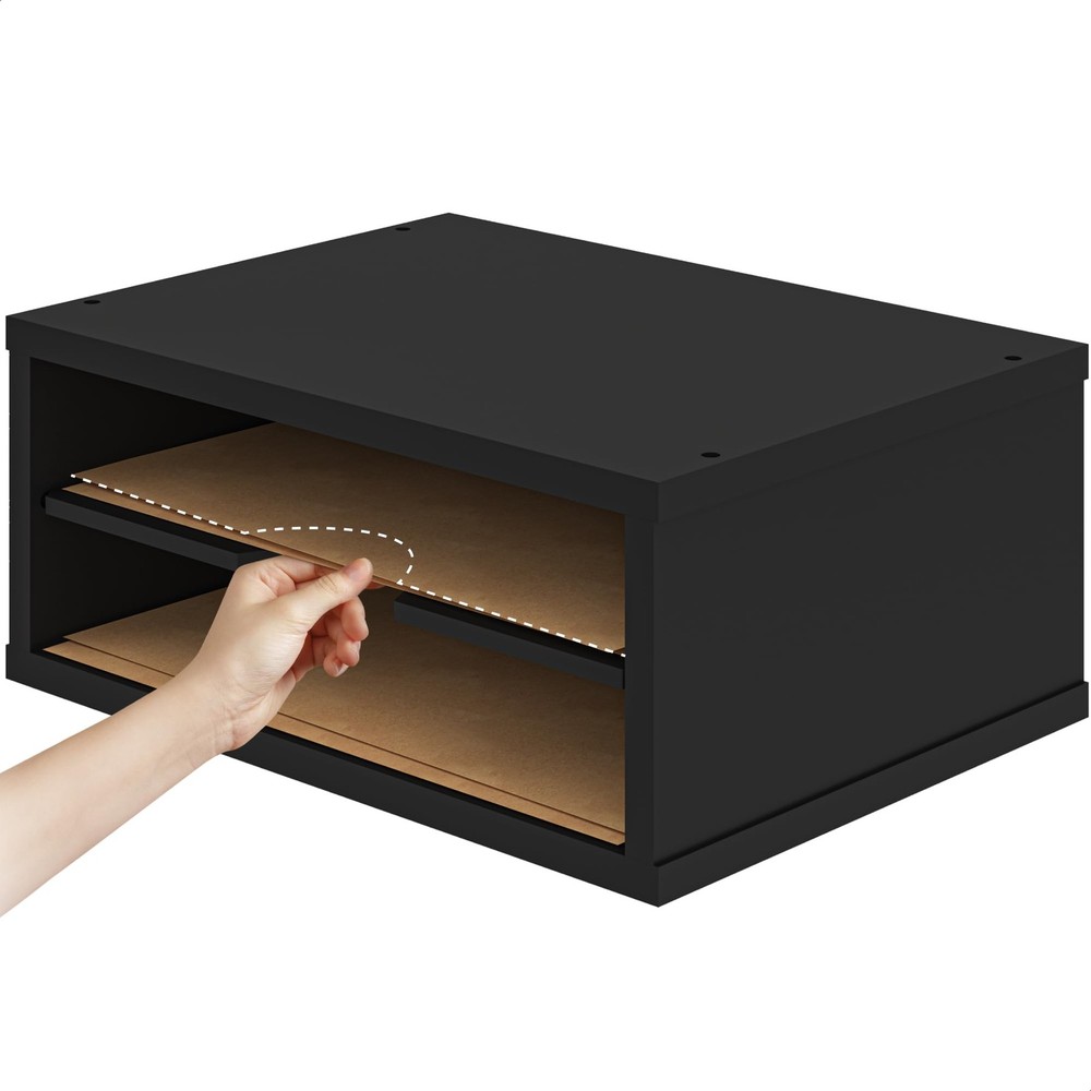 Ballucci File Organizer, 2-Tier Document Paper Sorter, Stackable Wood Desk Or...
